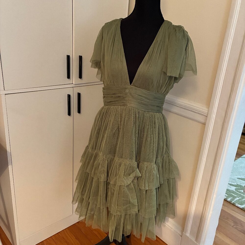 Bridesmaid midi dress in soft olive NWT